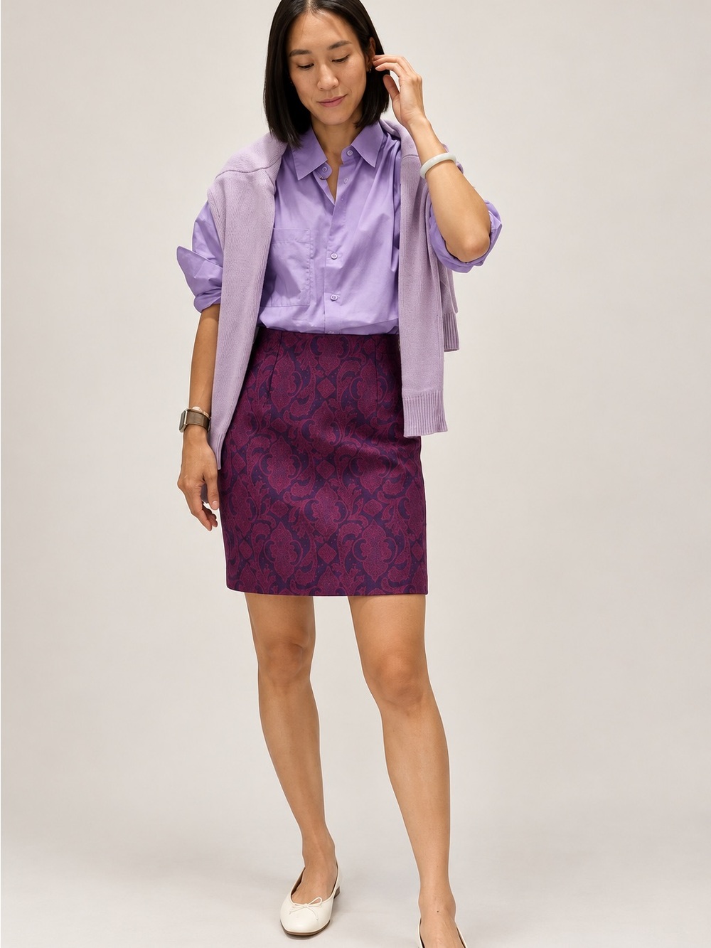 Vintage Pendleton Pink Purple Wool Paisley Lined Pencil Skirt Size 12